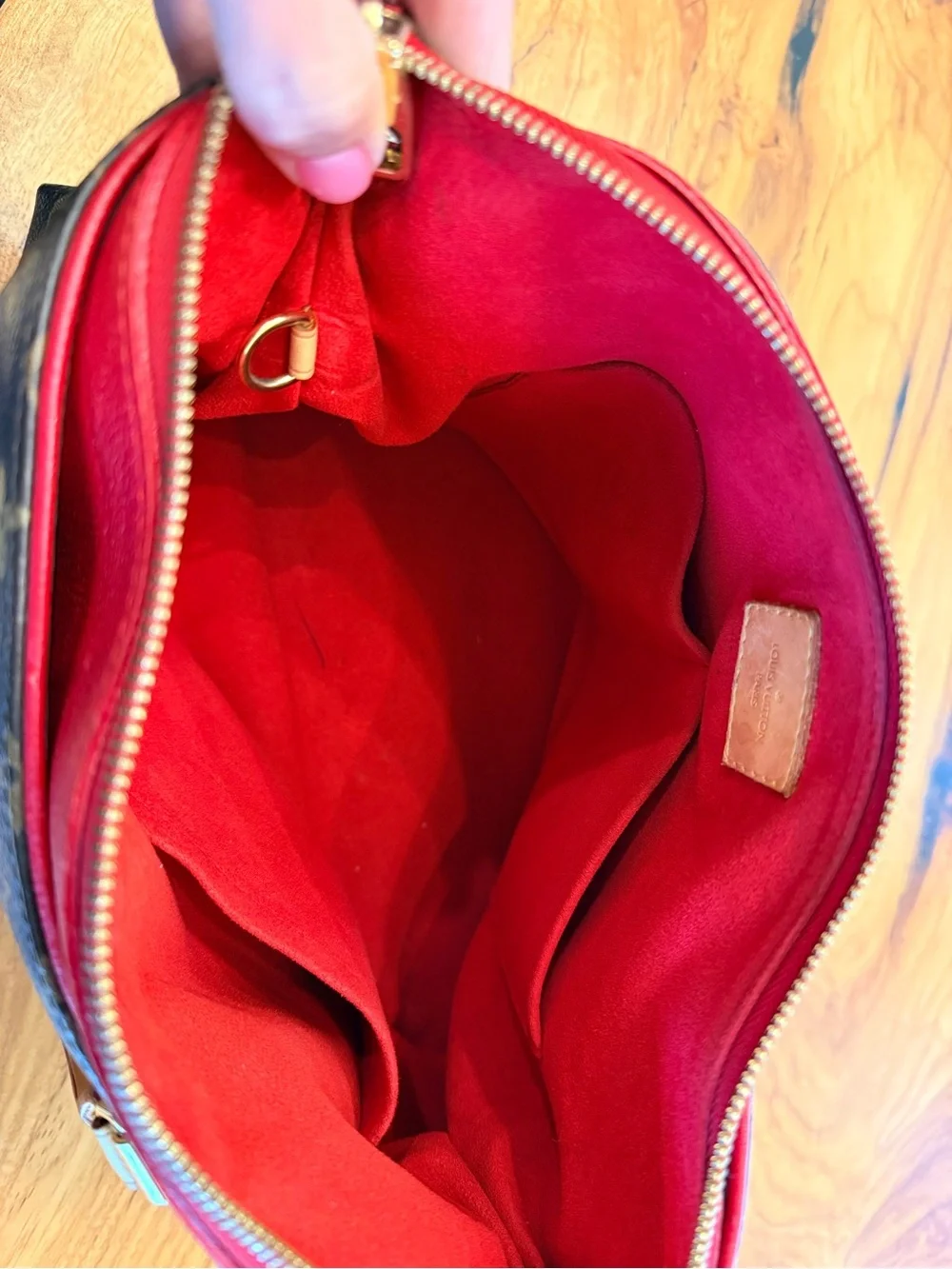 Louis Vuitton Monogram Pallas MM Tote, Cherry Red Interior